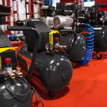 Many Air compressors pressure pumps closeup photo